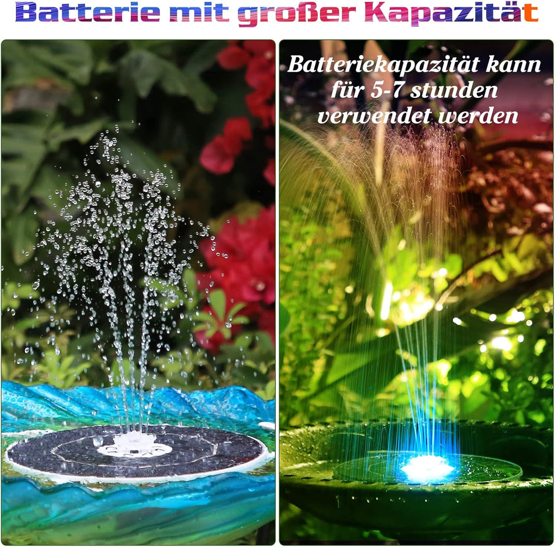 AISITIN 6,5W LED Solar Springbrunnen mit Verstellbare Stützstange Buntes Teichpumpe Solarbrunnen mit