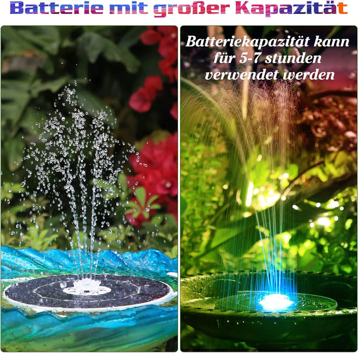 AISITIN 6,5W LED Solar Springbrunnen mit Verstellbare Stützstange Buntes Teichpumpe Solarbrunnen mit