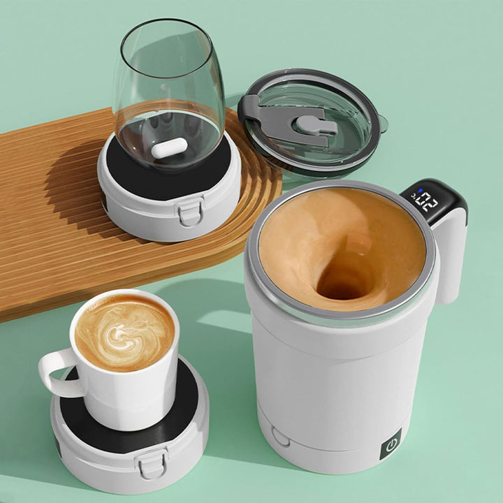 Selbstrührende Kaffeetasse 380ml - Wiederaufladbare Magnetischer Rührbecher, Edelstahl, Automatische