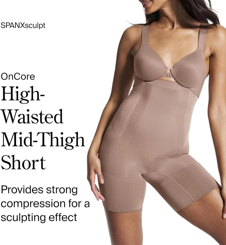 Spanx Damen High-Waisted Mid-Thigh Short Formender Body (1er Pack) S Café Au Lait, S Café Au La