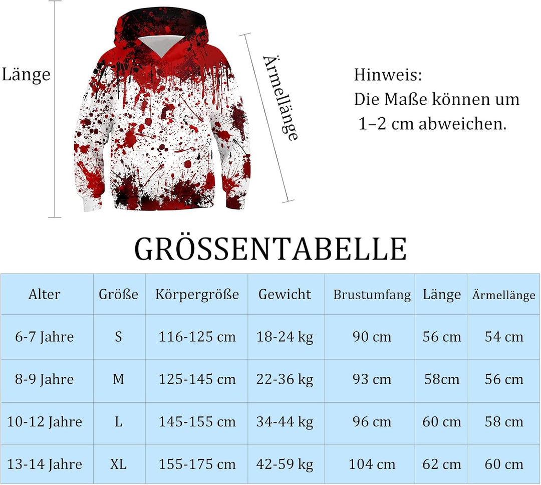 TUONROAD 3D Hoodie Kinder Jungen Mädchen Lustig Kapuzenpullover Langarm Sweatshirt Pullover 6-14 Jah