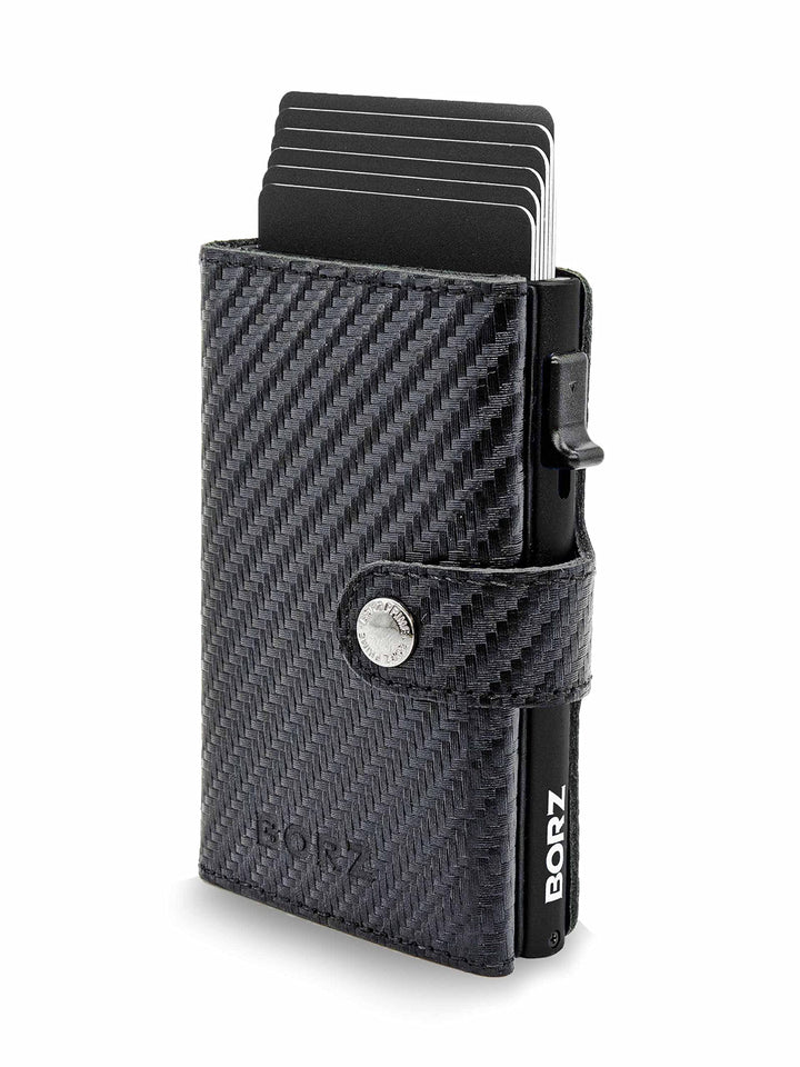 BORZ Prime ® Slim Wallet mit Münzfach AirTag kompatibel I Kartenetui mit RFID Schutz I Mini Geldbörs