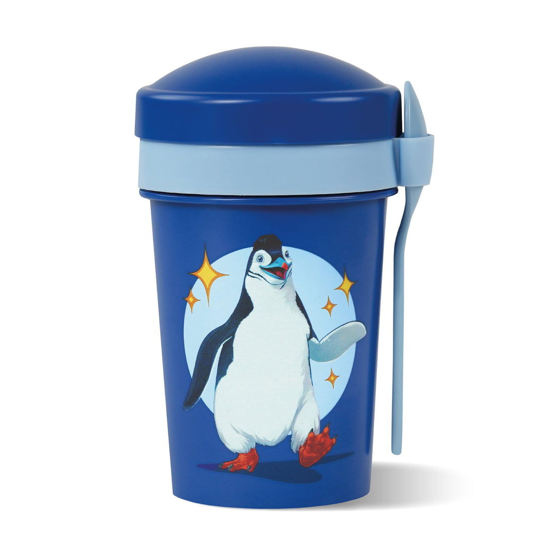 AWAVE Die Schule der Magischen Tiere Müslibecher To Go 540 ml rPET Blau Juri, Becher mit Löffel für