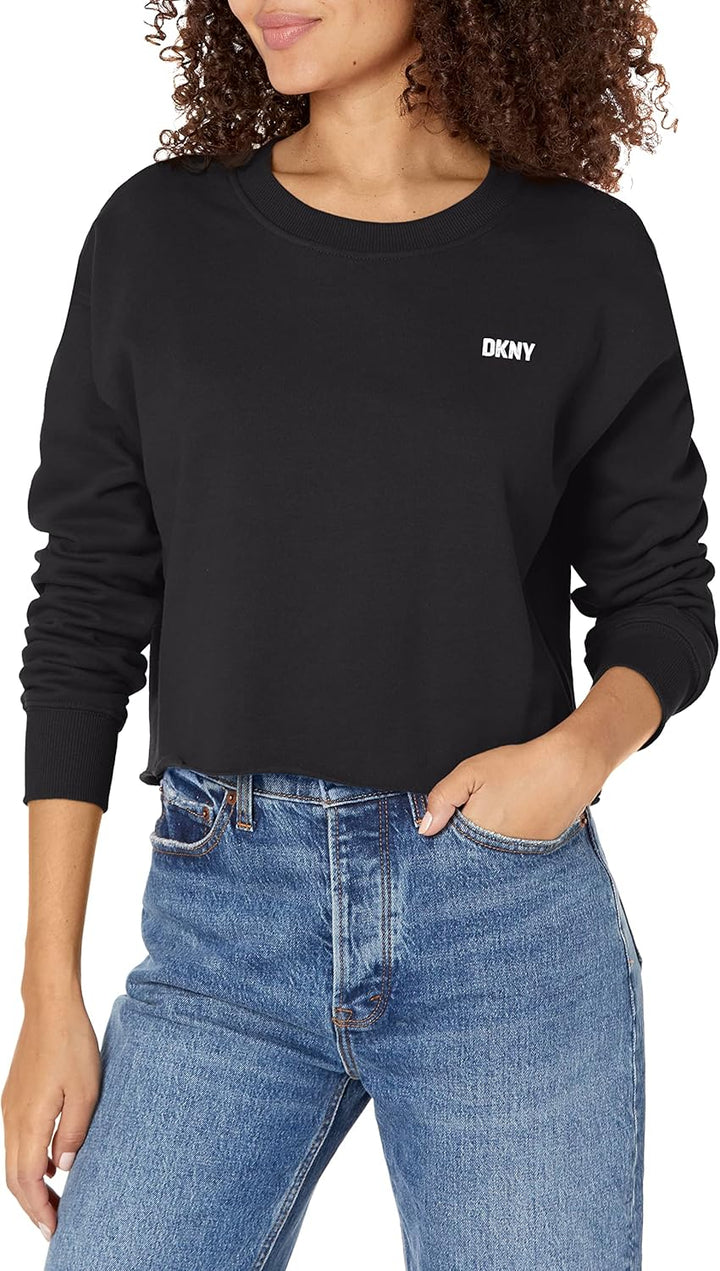 DKNY Damen Sport Women's Metallic Logo Cropped Pullover Sweater, S