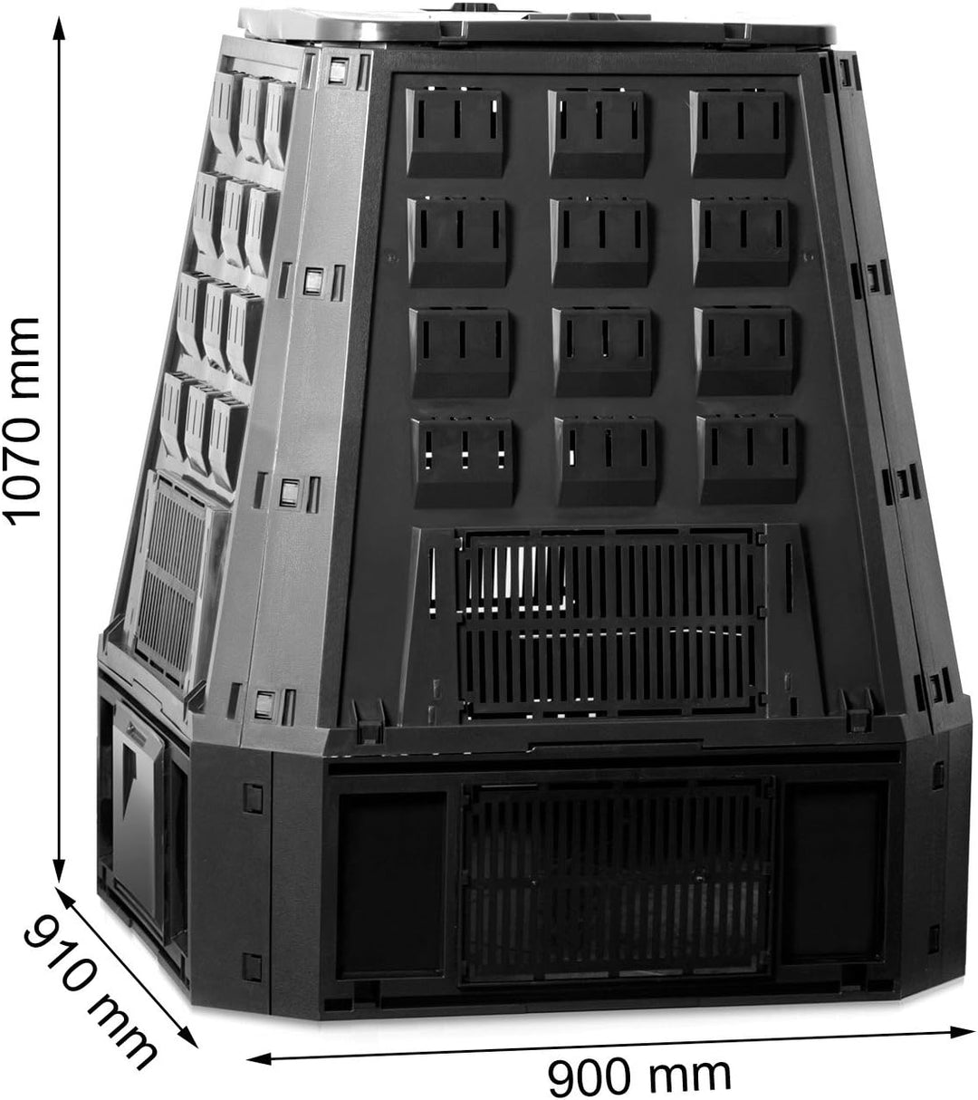 Kompostierungsanlage EVOGREEN 630L, Abmessungen (mm) 900x910x1070, Farbe Schwarz