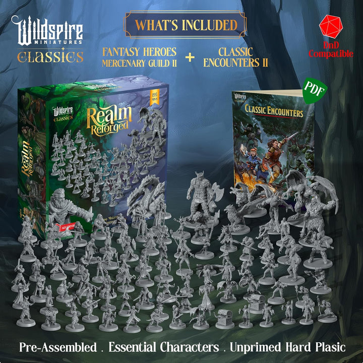 The Realm Set - Grey Version - 195 Minis - Heroes, Monsters, NPC for DND Miniatures Bulk I 28mm Dung
