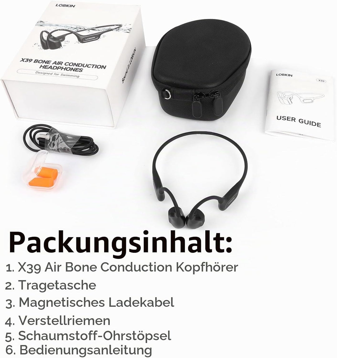 LOBKIN Knochenschall Kopfhörer Bluetooth,Open Ear Kopfhörer Kabellos 6.0 Bone Conduction Headphones,
