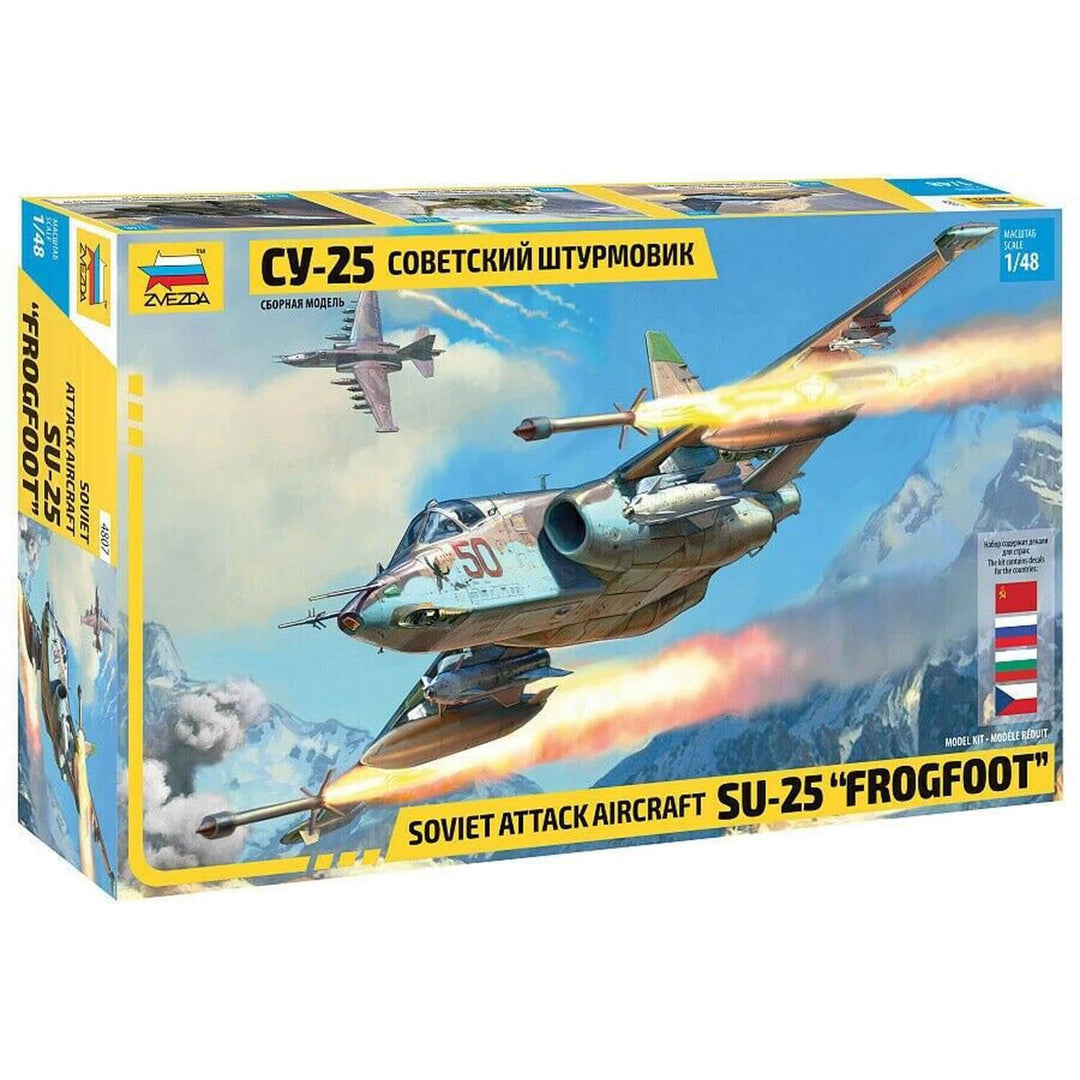 Zvezda 4807 1:48 Sukhoi SU-25 Frogfoot Sov.att.airc. - Modellbausatz,Plastikbausatz, Bausatz zum Zus