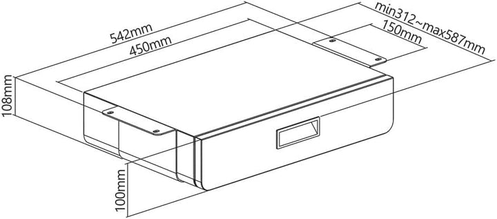 LogiLink EO0081 - Unterbau-Schreibtischschublade, bis 5 kg, Untertischmontage, Schwarz