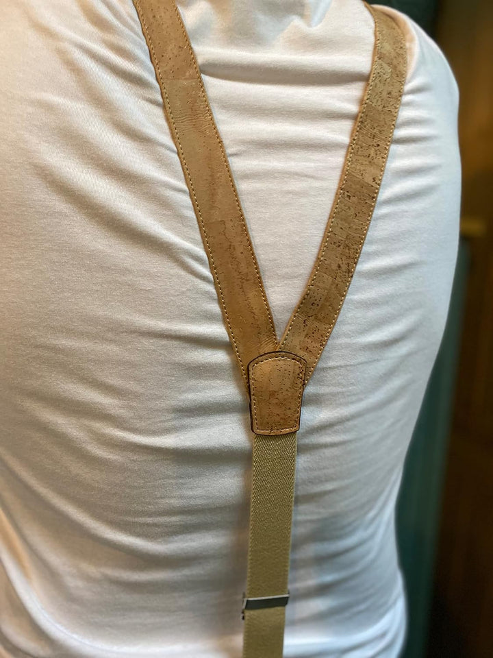 Korkhosenträger | Hosenträger aus Kork | Silbernen Schnallen | Korkstoff beige | Nachhaltige Mode |