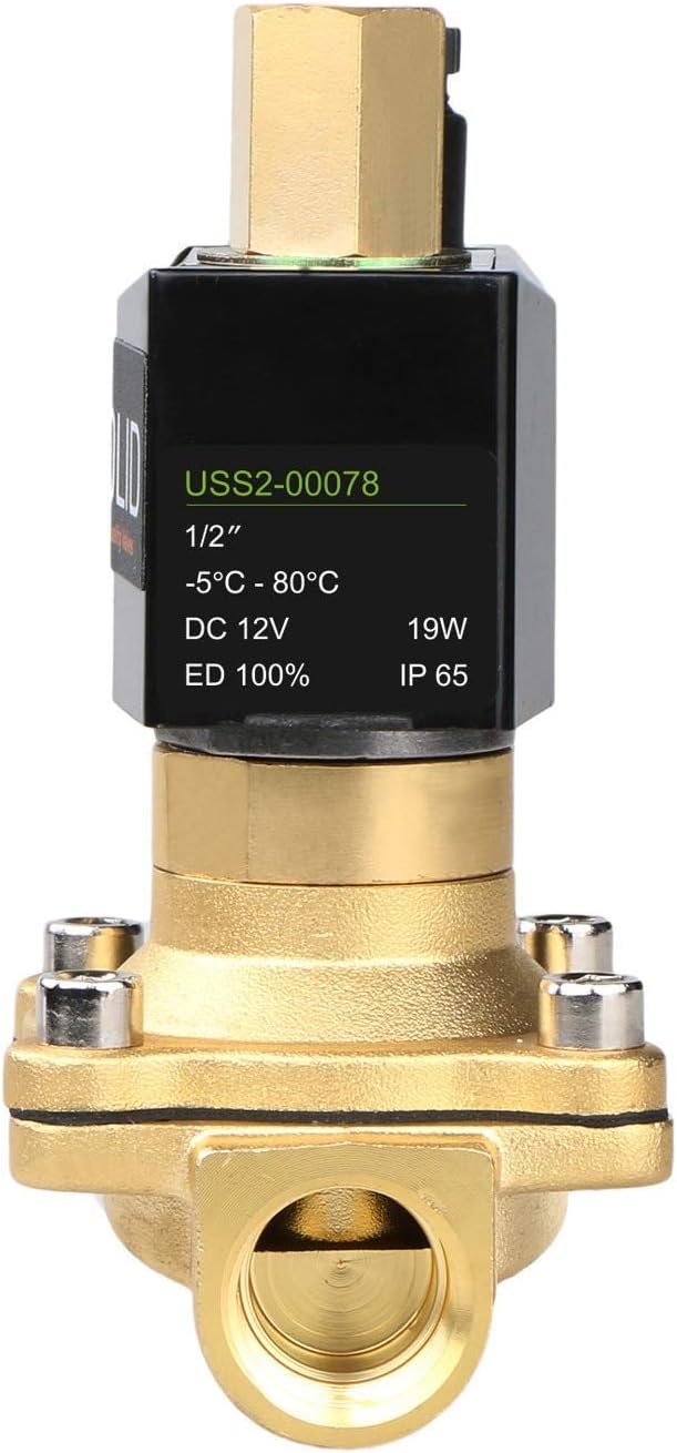 U.S. Solid 1/2" G 12 V DC Messing Magnetventil Halb-direktes für Wasser Luft NO, Stromlos offen Bras