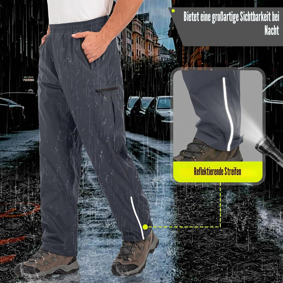 Jogwits wasserdichte Regenhose für Herren Atmungsaktiv Winddicht Outdoorhose Elastischer Bund Hose L