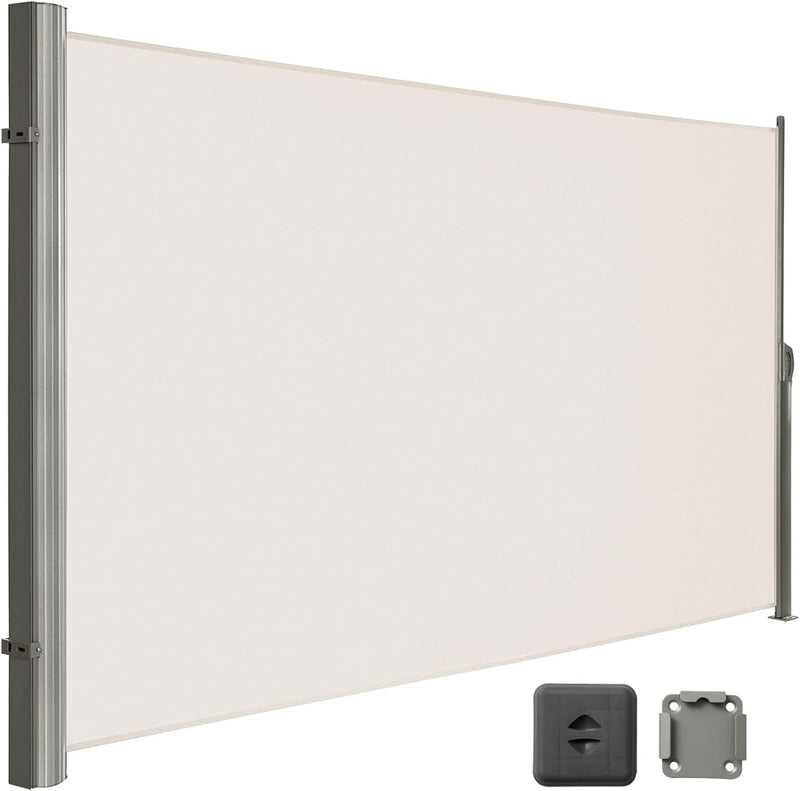 LARMNEE Alu-Seitenmarkise, ausziehbar, 200 x 450 cm, Sichtschutz, Sonnenschutz, Blickdicht, Seitenro