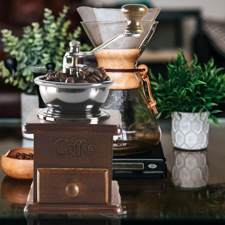 WEITING Manuelle Kaffeemühle – Manuelle Kaffeemühle aus Holz, Vintage, Antik-Keramik, Handkurbel, Ka