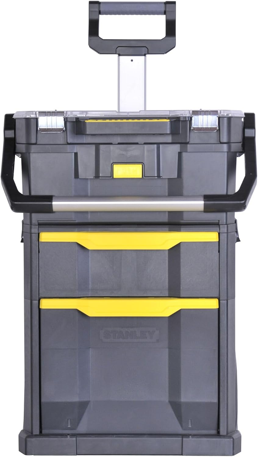 STANLEY 2in1 Rollende Werkstatt Werkzeugkoffer leer Werkzeugkasten (53 x 75.60 x 32 cm, Werkzeugtrag