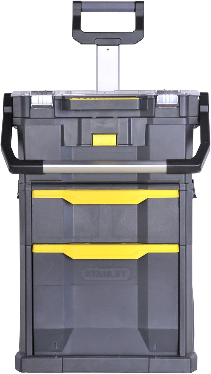 STANLEY 2in1 Rollende Werkstatt Werkzeugkoffer leer Werkzeugkasten (53 x 75.60 x 32 cm, Werkzeugtrag