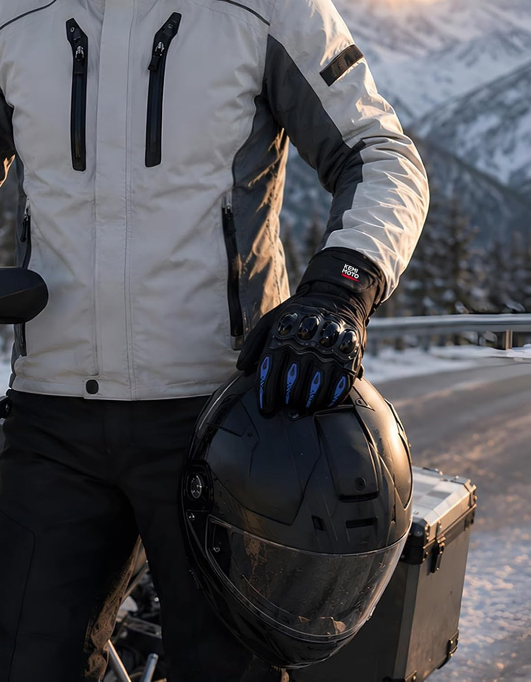 KEMIMOTO Winter Motorradhandschuhe, wassdichte Motorrad Handschuhe Winter, Amtungsaktive Sport Hands