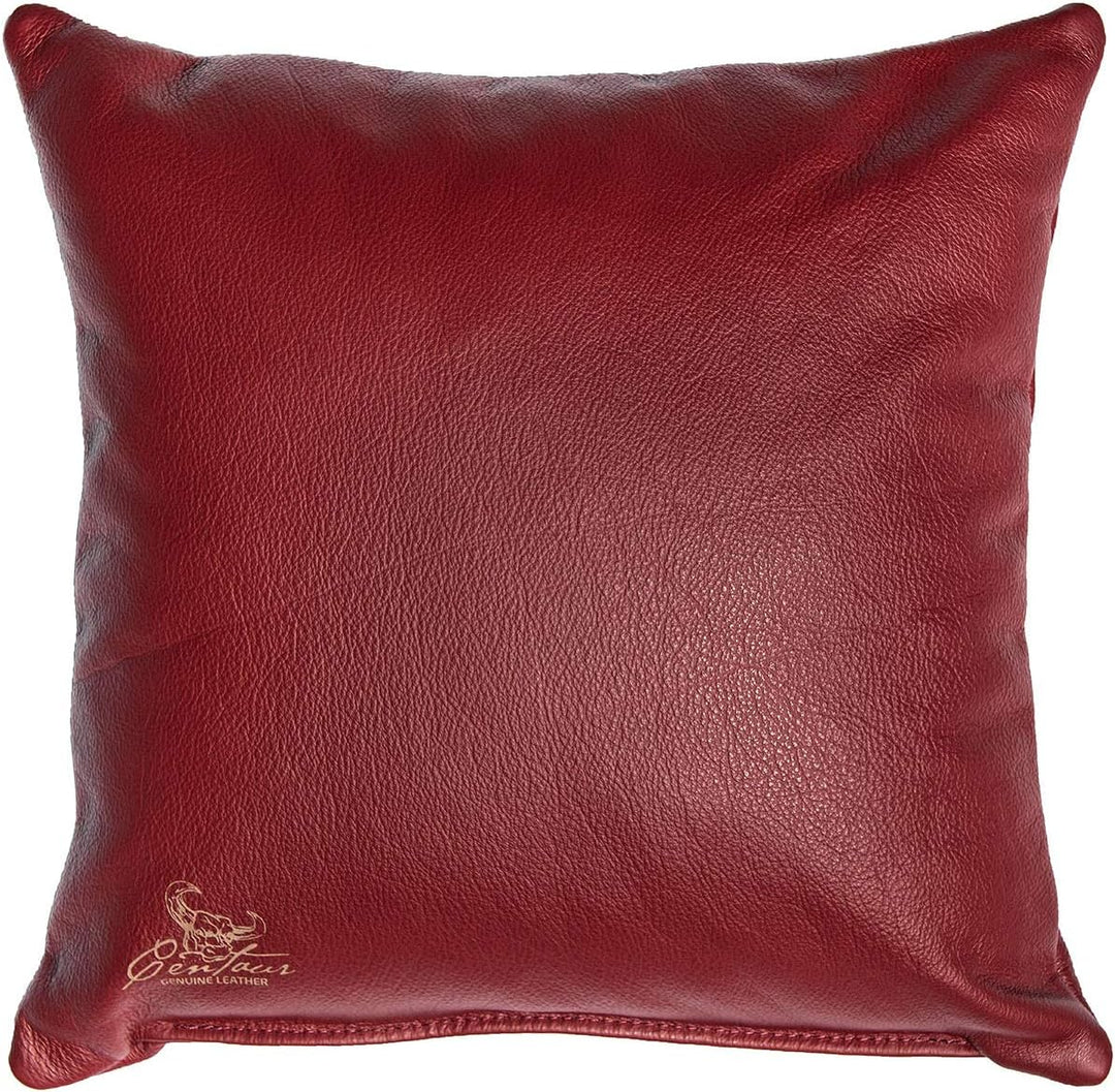 Centaur - Deko Lederkissen 40 x 40 cm für Sofa oder Schlafzimmer weinrot - Echt Leder Kissen Echtled