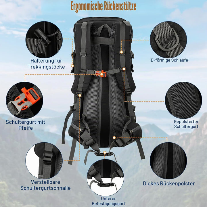 Cozary Wanderrucksack 70L Herren Damen Trekkingrucksack Outdoor Wandern Rucksack Mit Regenabdeckung,