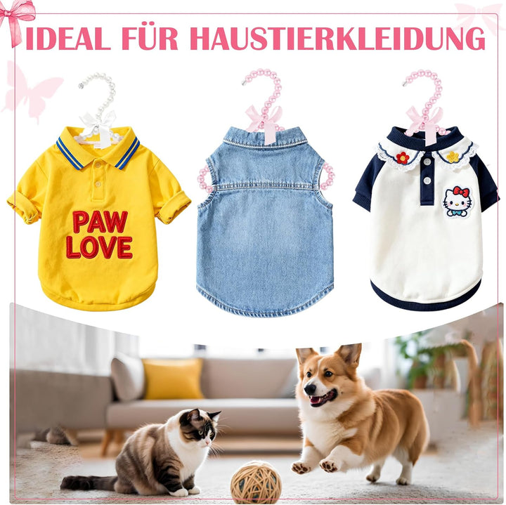 10er Pack Kleine Perlen-Kleiderbügel – 8 Zoll Schleifen-Kleiderbügel mit Perlen und Band, Elegante R
