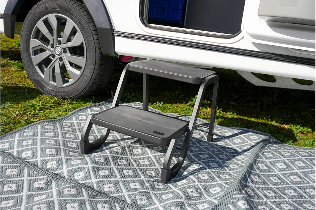 BERGER Shift Blackline Doppeltritt | Robuste Camping Trittstufe bis 150 kg