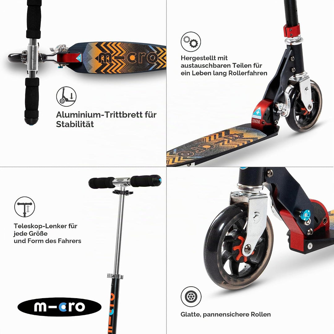 Micro SA0121 Kinderroller Speed+ Scooter in schwarz-orange