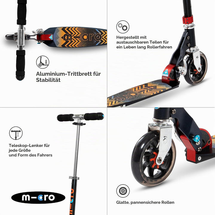 Micro SA0121 Kinderroller Speed+ Scooter in schwarz-orange