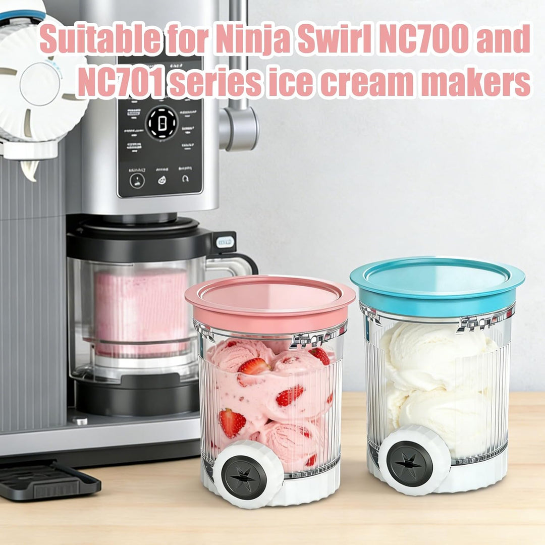 2 Stück Behälter Kompatibel mit Ninja Swirl CREAM: Tubs Zubehör für die Ninja Creami NC701 NC700, Zu