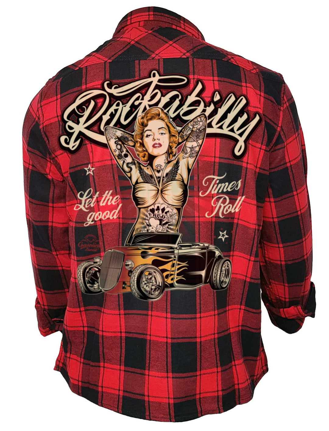 Gasoline Bandit Rockabilly Worker Herren-Hemd schwarz-rot kariert - Let The Good Times roll