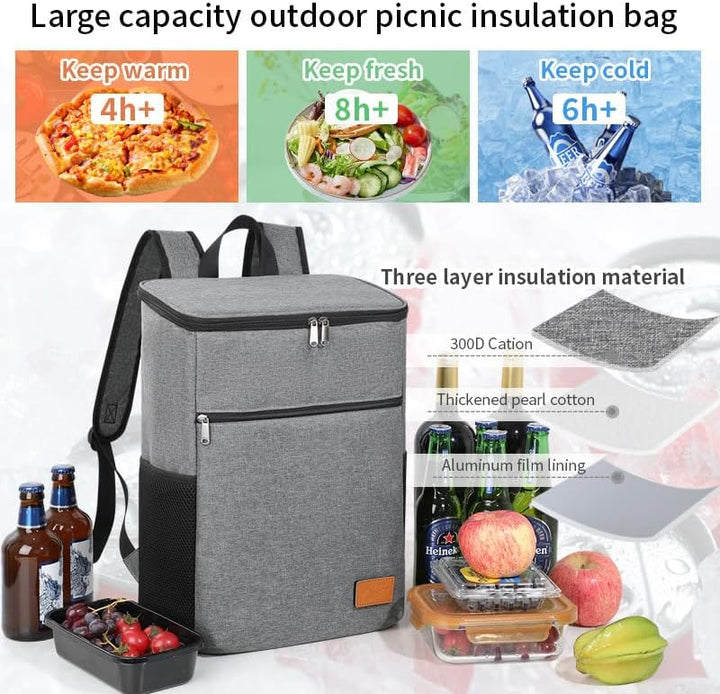 Faltbarer isolierter Picknickrucksack, 36 Dosen grosse Kapazität, auslaufsicherer Rucksack, tragbare