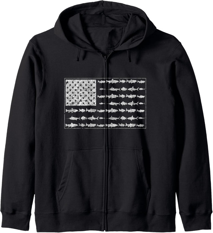 Salty Dad Salzwasserfischen American Flag Ocean Fish Kapuzenjacke