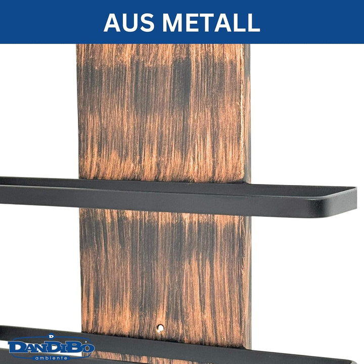 DanDiBo Weinregal Wand Metall Schwarz Modern 96694 Kupfer/Bronze Flaschenregal Schmal Wandmontage Wi