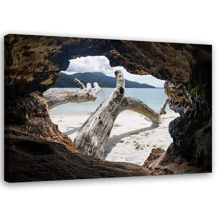Feeby Bild auf Leinwand Höhle Kunstdruck modern Strand Beige 40x30 cm 40L x 30B cm M_15072, 40L x 30