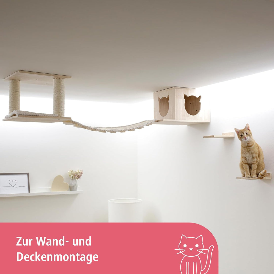 Kerbl Katzenspielplatz Top, Trittbretter Höhle Kissen Hängebrücke Liegefläche, 15x22 cm EU