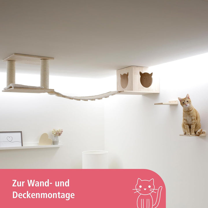 Kerbl Katzenspielplatz Top, Trittbretter Höhle Kissen Hängebrücke Liegefläche, 15x22 cm EU