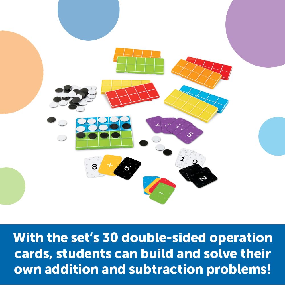 Learning Resources LER6641 Regenbogen Set, ab 5 Jahren, 10 verbindbare Zehner-Rahmen und Zähler, Mat