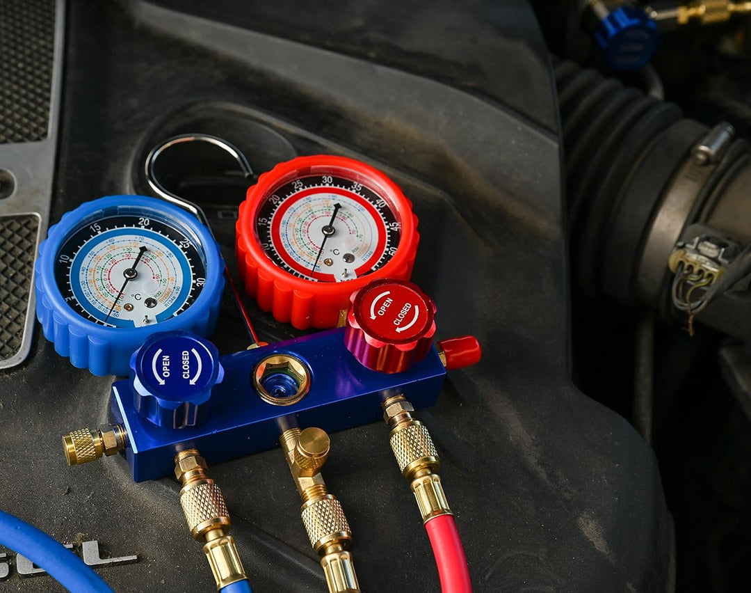 Freon-Diagnoseverteiler-Set, passend für R134A, R410a, R32, R1234yf mit Kupplungen, für die Wartung