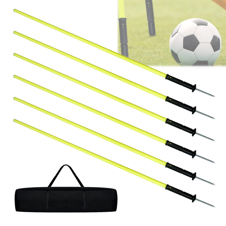 NAIZY Slalomstangen Fussball Trainingszubehör 1,5m/1,8m 6pcs-Set Hürdenstangen mit Erdspiess &amp; Trage