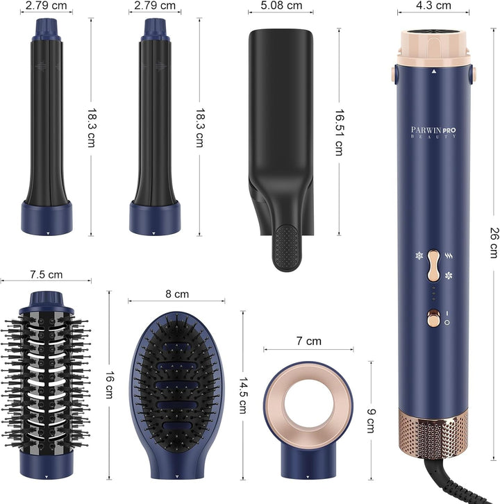 Air Glätteisen ＆ Auto-Wrap Lockenaufsätzen - 6 IN 1 Airstyler Set - PARWIN PRO BEAUTY Ionen Haartroc