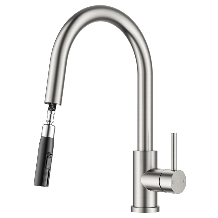 FORIOUS Wasserhahn Küche, Mischbatterie Küche mit Ausziehbar, Hochgebogene Küchenarmatur mit 2 Sprüh