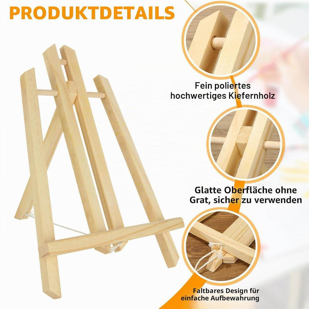 6 Stück Staffelei 30cm Hoch Staffelei Holz Stabil Holzständer für Bilder Massiv Mittelgross Bildhalt