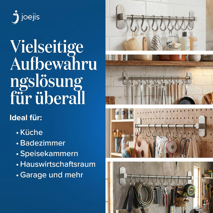 joeji's Kitchen Hakenleiste Küche - Küchenstange - Starker Selbstklebend 3M Ohne Bohren - Küchenleis