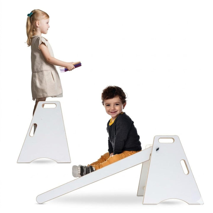 MAMOI Kinder Indoor Rutsche – 2-in-1 Holzrutsche & Tritthocker | Montessori Kinderrutsche & Küchenhe