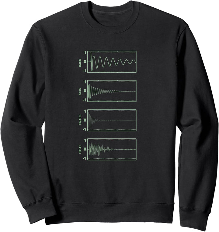 Bass Kick Snare Hihat Audiowave Producer DAW Synthesizer Sweatshirt
