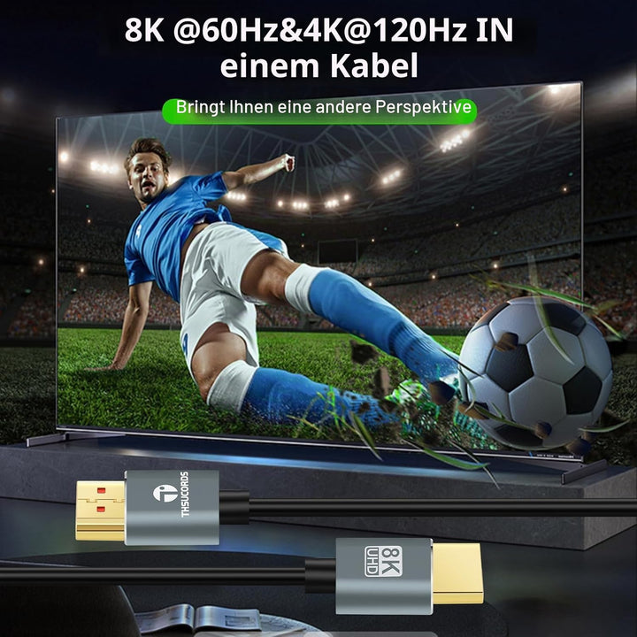 Ultradünne 8K 4K HDMI Kabel 2M 5 Stück, Schlanke Flexible Weiche Hochgeschwindigkeits HDMI 2.1 Unter