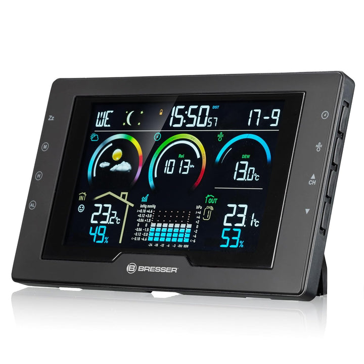 Bresser Funkwetterstation mit Aussensensor, 5,7" Display, Wettervorhersage, Luftdruck, Hitzeindex, T