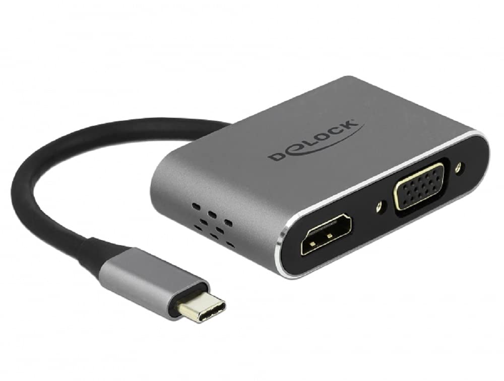 DeLOCK USB Type-C Adapter zu HDMI und VGA mit USB 3.0 Port und PD