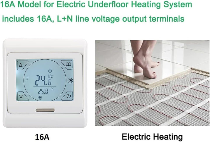Wengart Digital Raumthermostat mit Touchscreen für elektrische Heizungen WG809,Unterputz Montage Woc