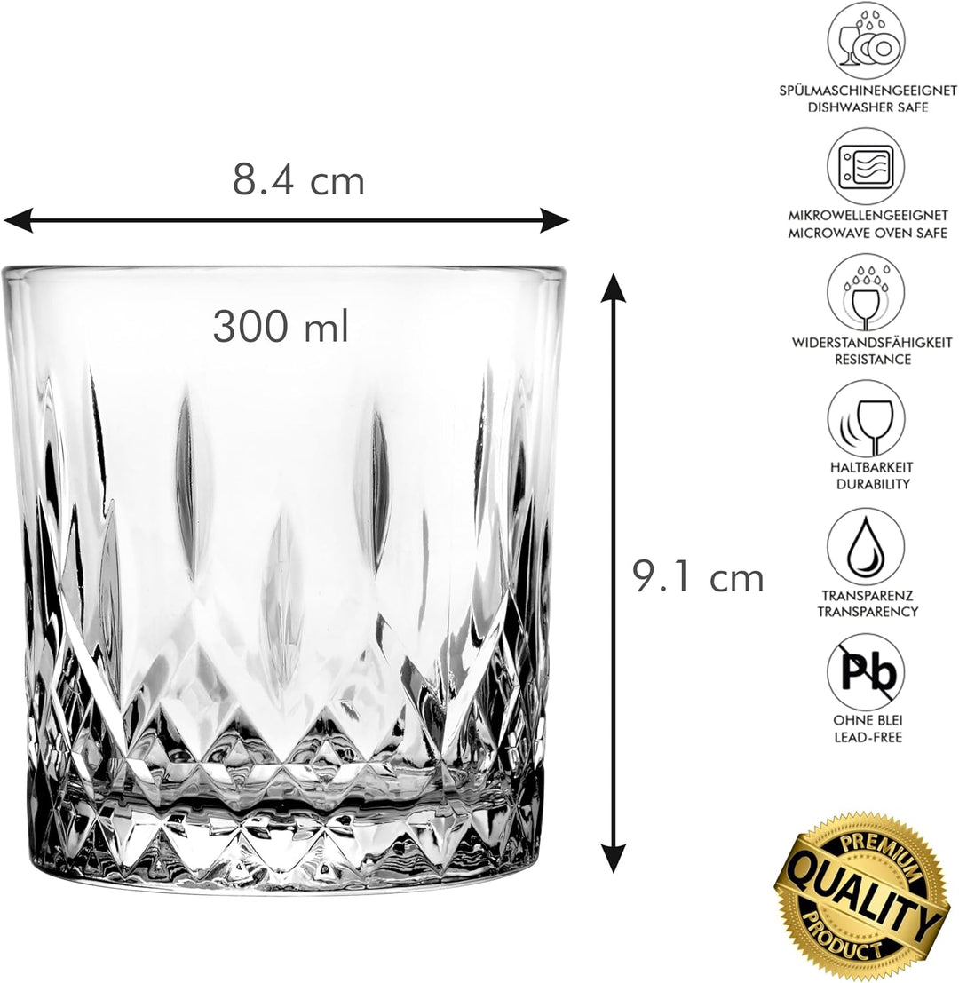 Kristallgläser Set 300 ml - 6 Stück Gläser für Longdrink und Cocktail - Wassergläser - aus Kristallg