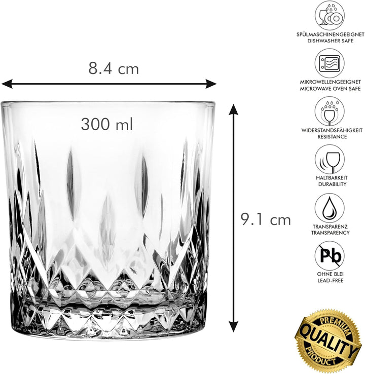Kristallgläser Set 300 ml - 6 Stück Gläser für Longdrink und Cocktail - Wassergläser - aus Kristallg
